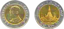 Thailand Coins Information, 10 baht coin